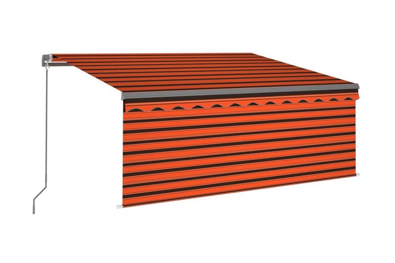 Markis manuell med rullgardin LED 3,5x2,5m orange och brun - Orange - Utemöbler - Solskydd - Markiser - Fönstermarkis