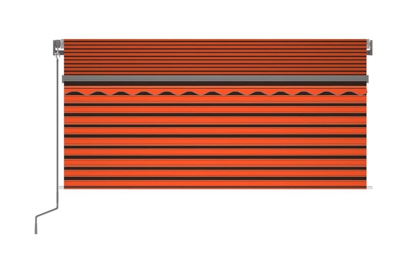 Markis manuell med rullgardin LED 3,5x2,5m orange och brun - Orange - Utemöbler - Solskydd - Markiser - Fönstermarkis