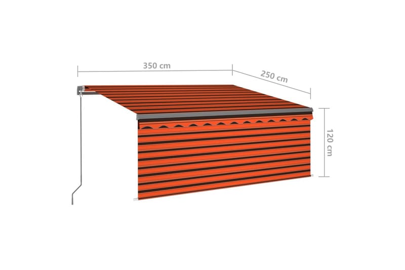 Markis manuell med rullgardin LED 3,5x2,5m orange och brun - Orange - Utemöbler - Solskydd - Markiser - Fönstermarkis