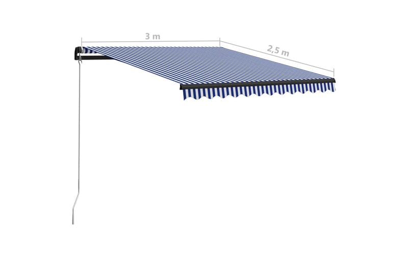 Markis manuellt infällbar 300x250 cm blå och vit - Blå - Balkongmarkis - Markiser - Terrassmarkis