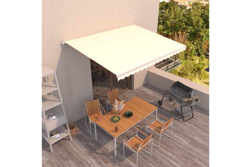 Markis manuellt infällbar 400x350 cm gräddvit - Vit - Utemöbler - Solskydd - Markiser - Balkongmarkis