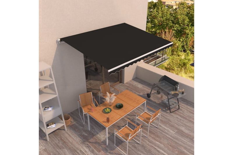 Markis manuellt infällbar 450x350 cm antracit - Grå - Utemöbler - Solskydd - Markiser - Balkongmarkis
