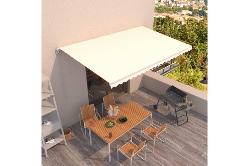 Markis manuellt infällbar 500x300 cm gräddvit - Vit - Utemöbler - Solskydd - Markiser - Balkongmarkis