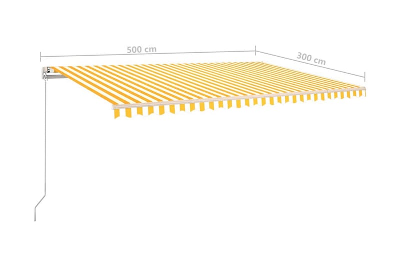 Markis manuellt infällbar 500x300 cm gul och vit - Gul - Utemöbler - Solskydd - Markiser - Balkongmarkis