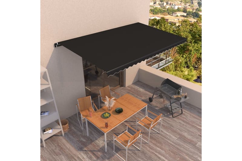 Markis manuellt infällbar 500x350 cm antracit - Grå - Utemöbler - Solskydd - Markiser - Balkongmarkis