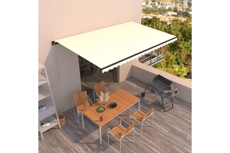 Markis manuellt infällbar 500x350 cm gräddvit - Vit - Utemöbler - Solskydd - Markiser - Balkongmarkis