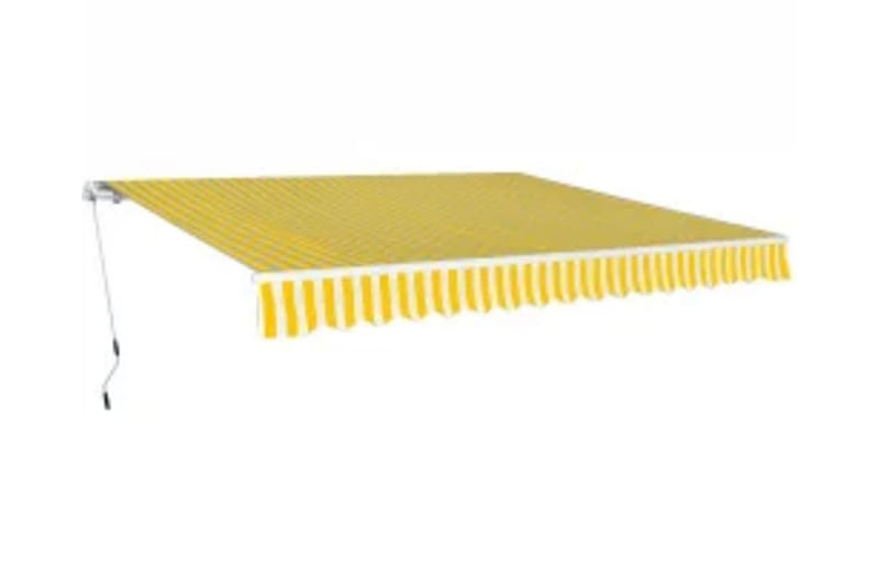 Markis manuellt infällbar 600 cm gul/vit - Gul - Balkongmarkis - Markiser - Terrassmarkis