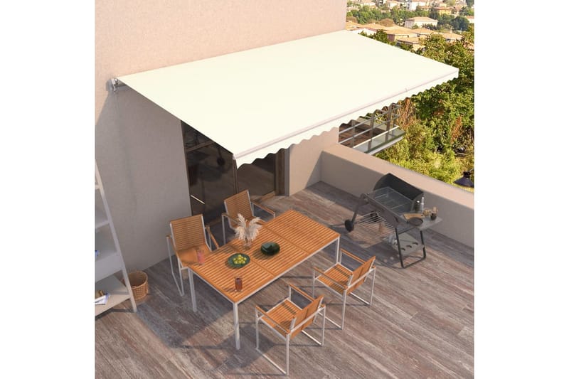 Markis manuellt infällbar 600x350 cm gräddvit - Vit - Utemöbler - Solskydd - Markiser - Balkongmarkis
