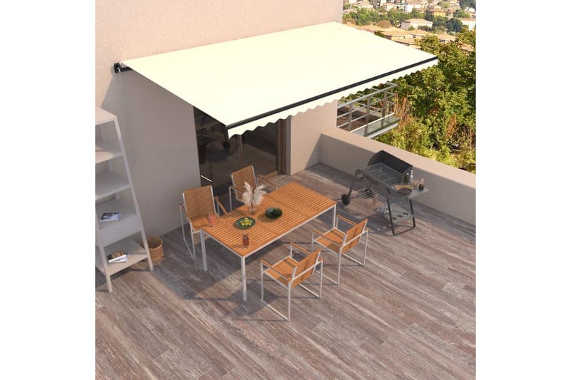 Markis manuellt infällbar 600x350 cm gräddvit - Vit - Utemöbler - Solskydd - Markiser - Balkongmarkis