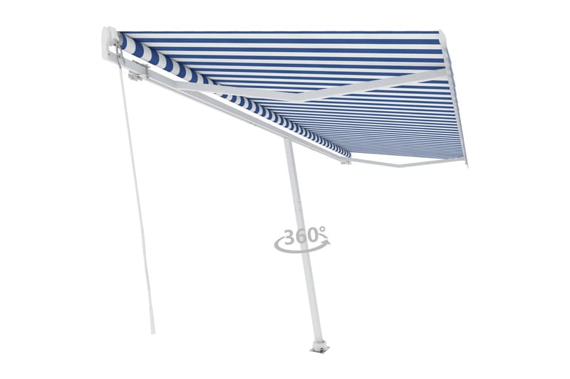 Markis manuellt infällbar fristående 500x300 cm blå/vit - Blå - Utemöbler - Solskydd - Markiser - Balkongmarkis