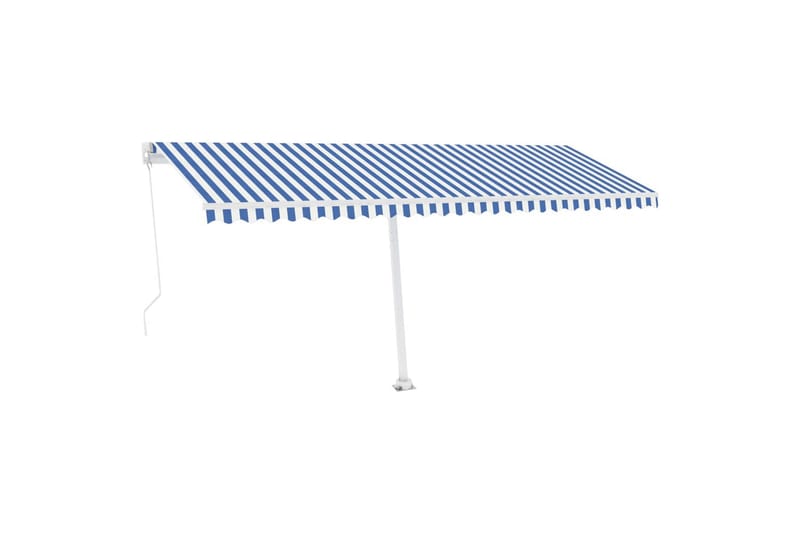 Markis manuellt infällbar fristående 500x300 cm blå/vit - Blå - Utemöbler - Solskydd - Markiser - Balkongmarkis