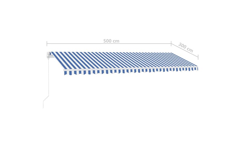 Markis manuellt infällbar fristående 500x300 cm blå/vit - Blå - Utemöbler - Solskydd - Markiser - Balkongmarkis