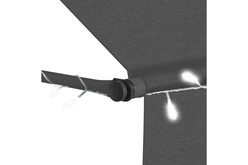Markis manuellt infällbar med LED 200 cm antracit - Grå - Utemöbler - Solskydd - Markiser - Fönstermarkis