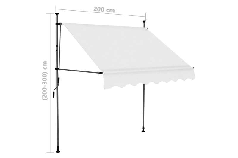 Markis manuellt infällbar med LED 200 cm gräddvit - Vit - Utemöbler - Solskydd - Markiser - Fönstermarkis