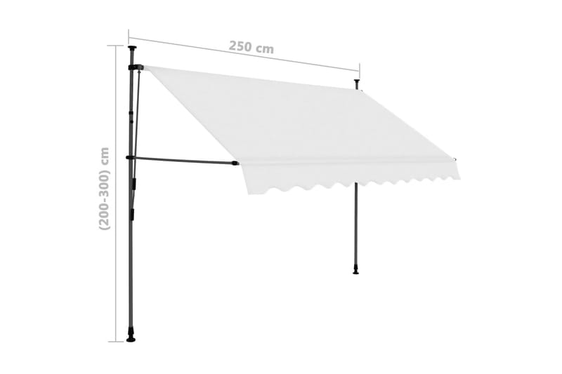 Markis manuellt infällbar med LED 250 cm gräddvit - Vit - Fönstermarkis - Markiser