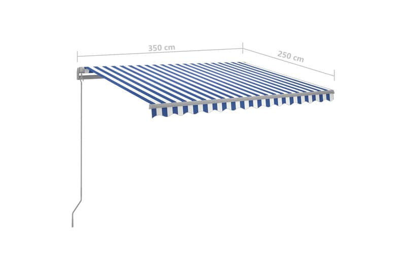 Markis manuellt infällbar med LED 3,5x2,5 m blå och vit - Blå - Fönstermarkis - Markiser