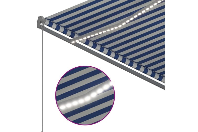 Markis manuellt infällbar med LED 3,5x2,5 m blå och vit - Blå - Fönstermarkis - Markiser