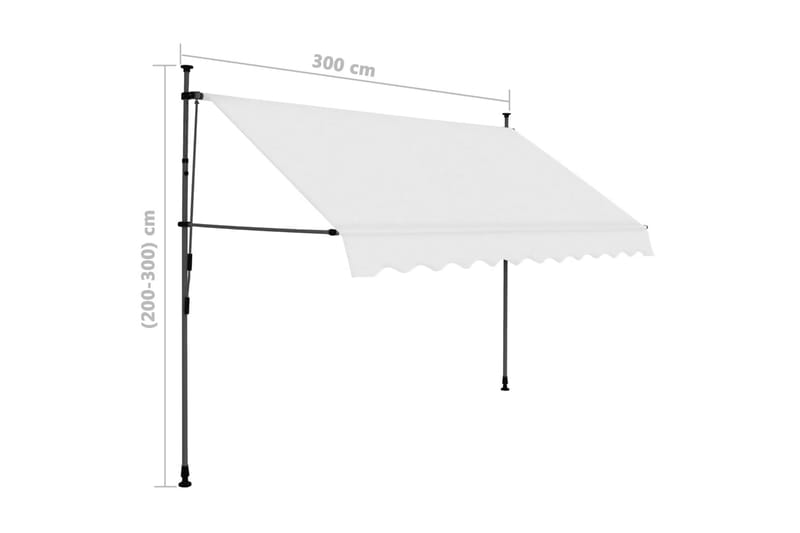 Markis manuellt infällbar med LED 300 cm gräddvit - Vit - Utemöbler - Solskydd - Markiser - Fönstermarkis