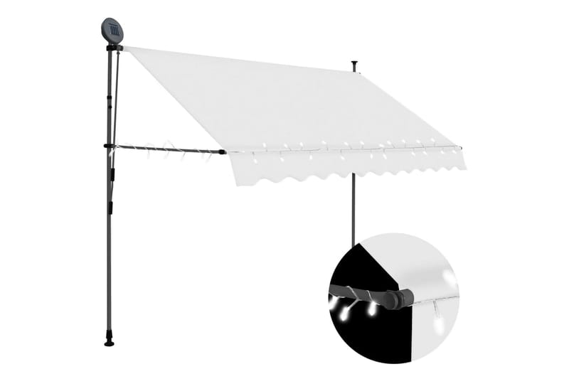 Markis manuellt infällbar med LED 300 cm gräddvit - Vit - Utemöbler - Solskydd - Markiser - Fönstermarkis