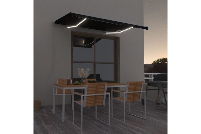 Markis manuellt infällbar med LED 300x250 cm antracit - Grå - Utemöbler - Solskydd - Markiser - Balkongmarkis
