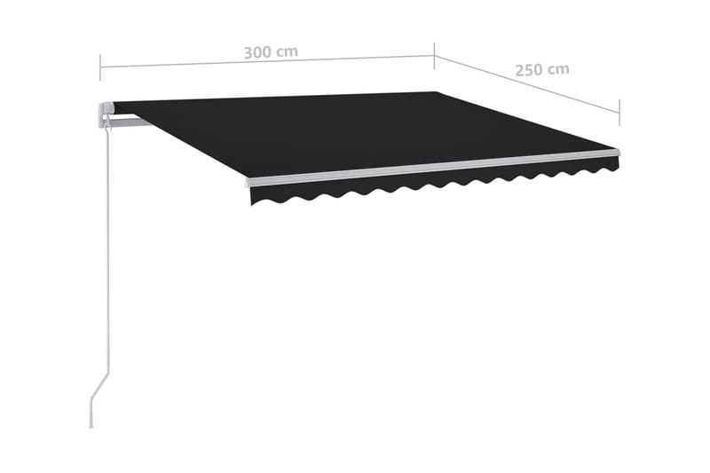 Markis manuellt infällbar med LED 300x250 cm antracit - Grå - Utemöbler - Solskydd - Markiser - Balkongmarkis
