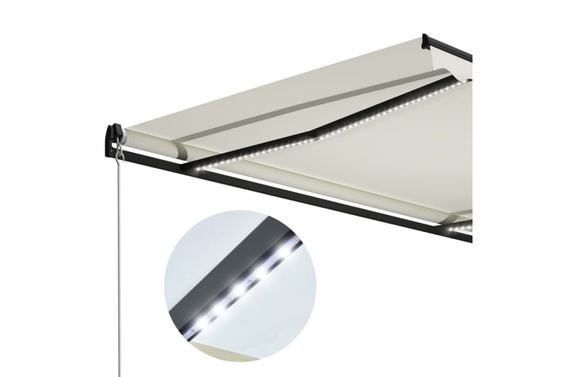 Markis manuellt infällbar med LED 300x250 cm gräddvit - Vit - Utemöbler - Solskydd - Markiser - Balkongmarkis