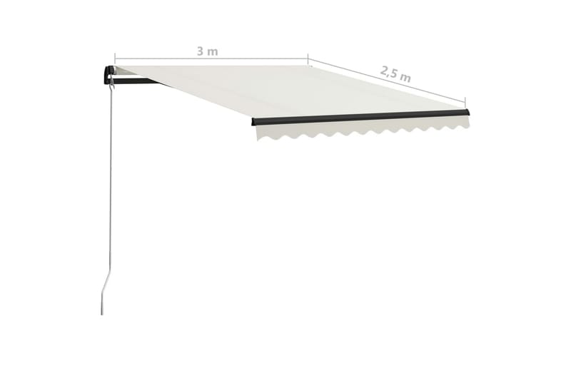 Markis manuellt infällbar med LED 300x250 cm gräddvit - Vit - Utemöbler - Solskydd - Markiser - Balkongmarkis