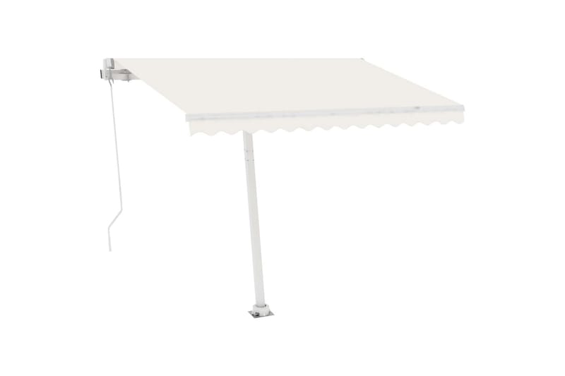 Markis manuellt infällbar med LED 300x250 cm gräddvit - Vit - Utemöbler - Solskydd - Markiser - Balkongmarkis