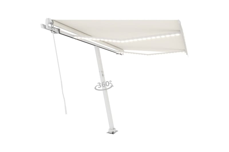 Markis manuellt infällbar med LED 300x250 cm gräddvit - Vit - Utemöbler - Solskydd - Markiser - Balkongmarkis