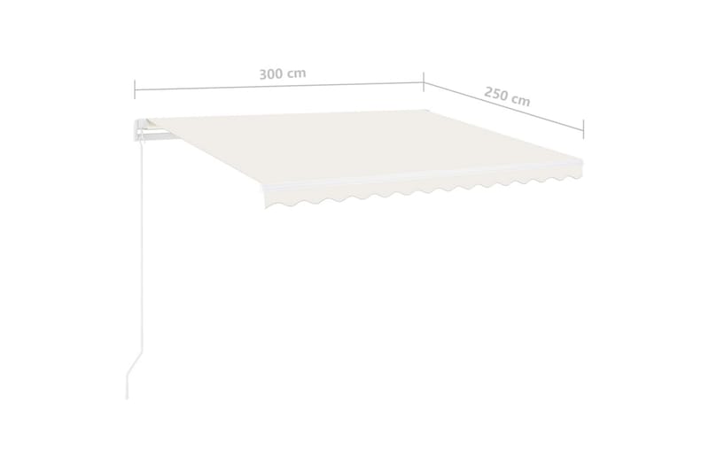 Markis manuellt infällbar med LED 300x250 cm gräddvit - Vit - Utemöbler - Solskydd - Markiser - Balkongmarkis