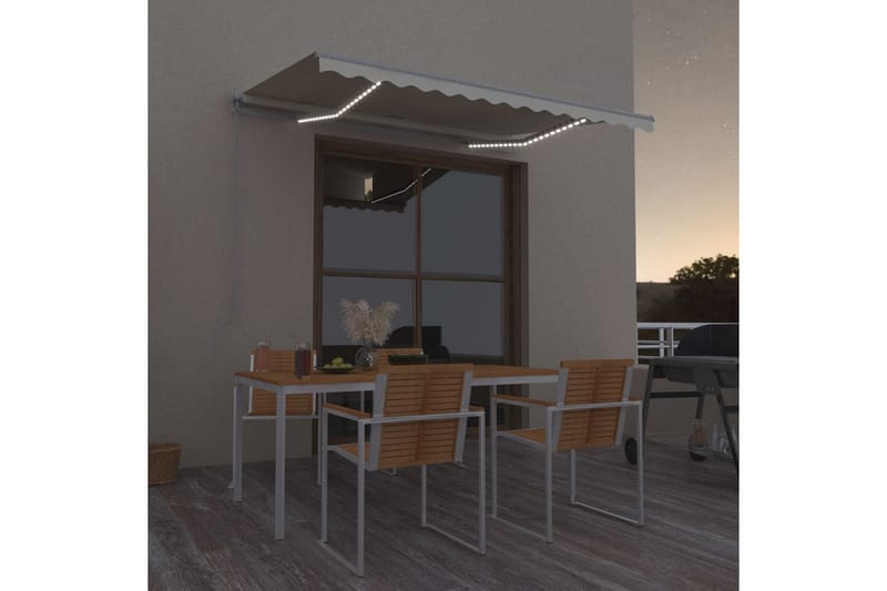 Markis manuellt infällbar med LED 300x250 cm gräddvit - Vit - Utemöbler - Solskydd - Markiser - Balkongmarkis