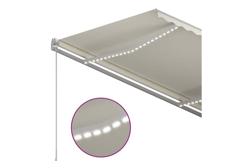 Markis manuellt infällbar med LED 300x250 cm gräddvit - Vit - Balkongmarkis - Markiser - Terrassmarkis