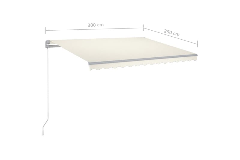 Markis manuellt infällbar med LED 300x250 cm gräddvit - Vit - Utemöbler - Solskydd - Markiser - Balkongmarkis