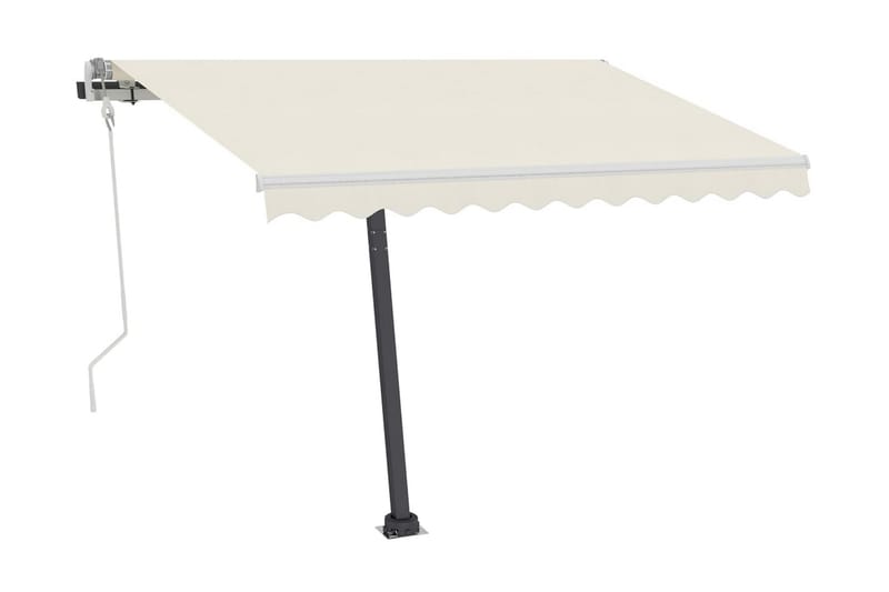Markis manuellt infällbar med LED 300x250 cm gräddvit - Vit - Utemöbler - Solskydd - Markiser - Balkongmarkis