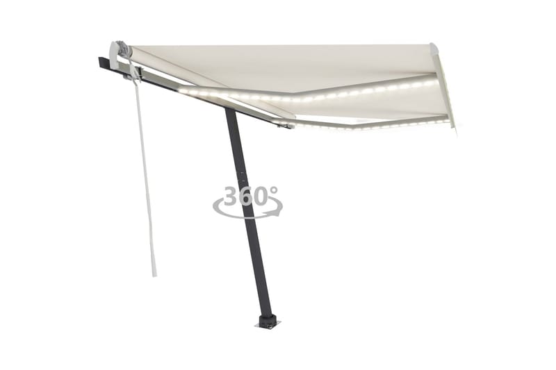 Markis manuellt infällbar med LED 300x250 cm gräddvit - Vit - Utemöbler - Solskydd - Markiser - Balkongmarkis