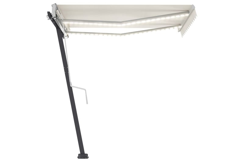 Markis manuellt infällbar med LED 300x250 cm gräddvit - Vit - Utemöbler - Solskydd - Markiser - Balkongmarkis