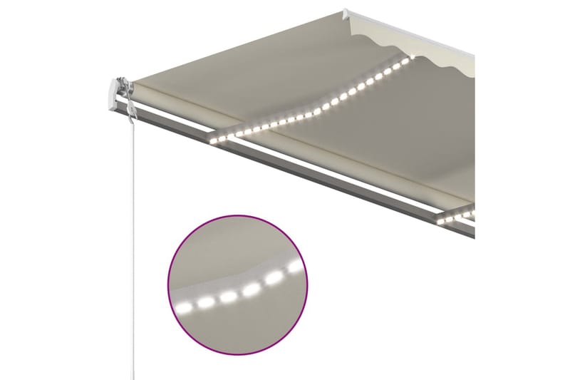 Markis manuellt infällbar med LED 300x250 cm gräddvit - Vit - Balkongmarkis - Markiser - Terrassmarkis