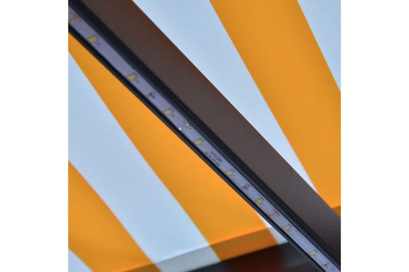 Markis manuellt infällbar med LED 300x250 cm gul och vit - Gul - Terrassmarkis - Markiser - Balkongmarkis