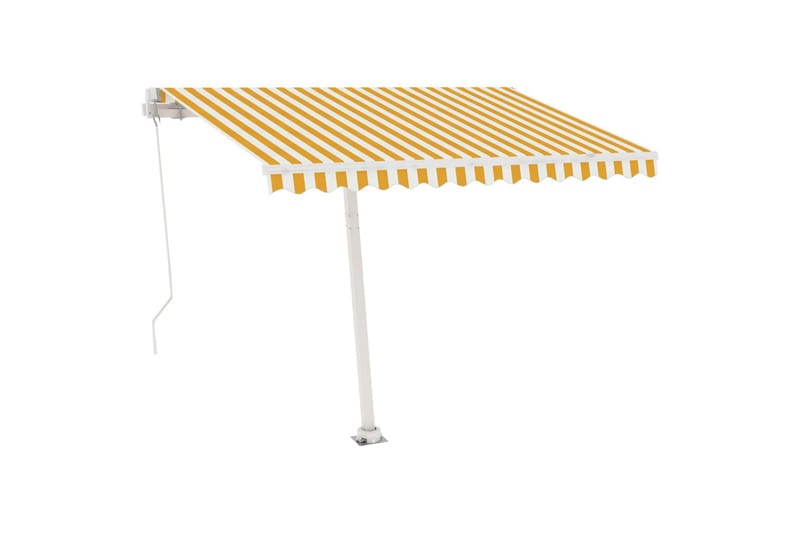 Markis manuellt infällbar med LED 300x250 cm gul och vit - Gul - Utemöbler - Solskydd - Markiser - Balkongmarkis