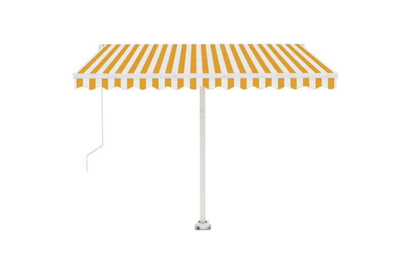 Markis manuellt infällbar med LED 300x250 cm gul och vit - Gul - Utemöbler - Solskydd - Markiser - Balkongmarkis