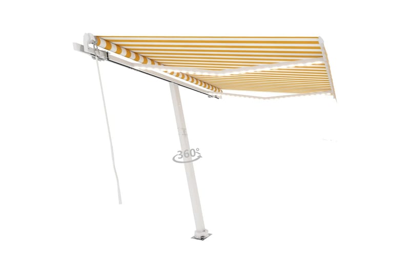 Markis manuellt infällbar med LED 300x250 cm gul och vit - Gul - Utemöbler - Solskydd - Markiser - Balkongmarkis