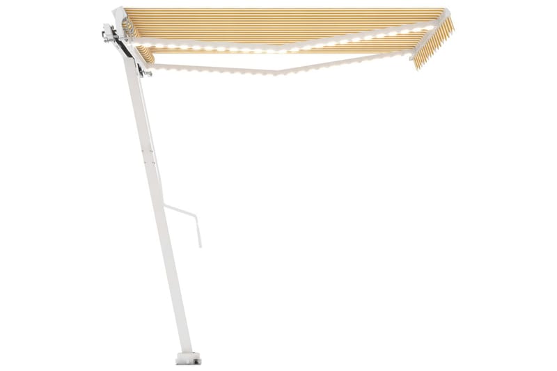 Markis manuellt infällbar med LED 300x250 cm gul och vit - Gul - Utemöbler - Solskydd - Markiser - Balkongmarkis