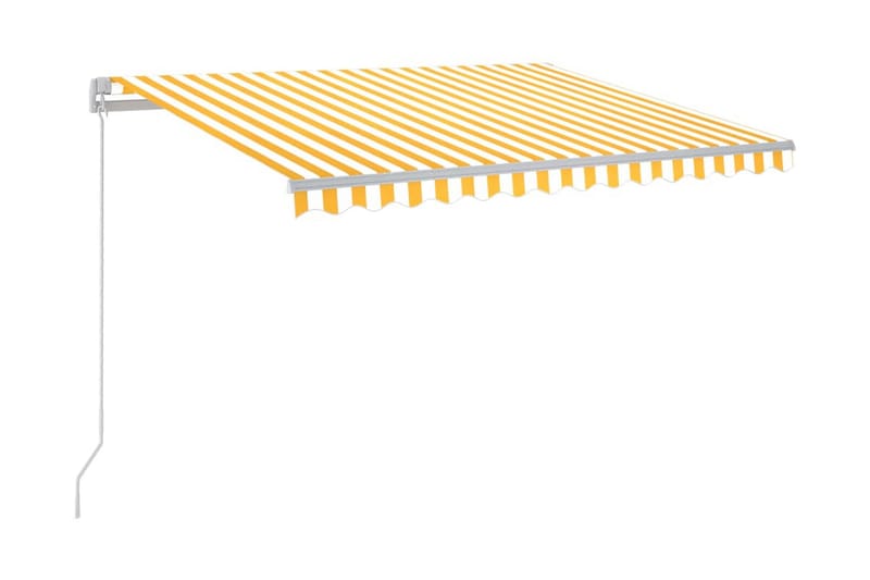 Markis manuellt infällbar med LED 300x250 cm gul och vit - Gul - Utemöbler - Solskydd - Markiser - Balkongmarkis