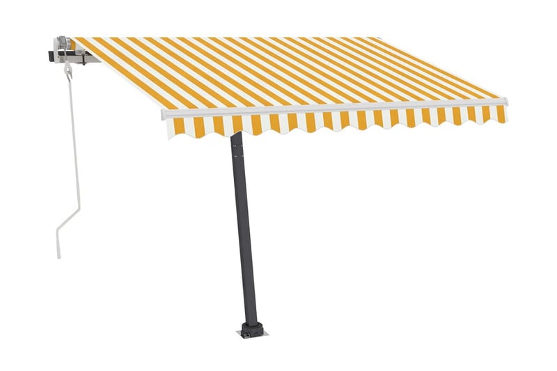 Markis manuellt infällbar med LED 300x250 cm gul och vit - Gul - Utemöbler - Solskydd - Markiser - Balkongmarkis