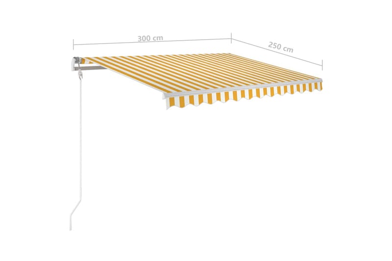 Markis manuellt infällbar med LED 300x250 cm gul och vit - Gul - Utemöbler - Solskydd - Markiser - Balkongmarkis