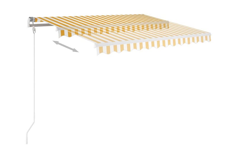 Markis manuellt infällbar med LED 300x250 cm gul och vit - Gul - Utemöbler - Solskydd - Markiser - Balkongmarkis