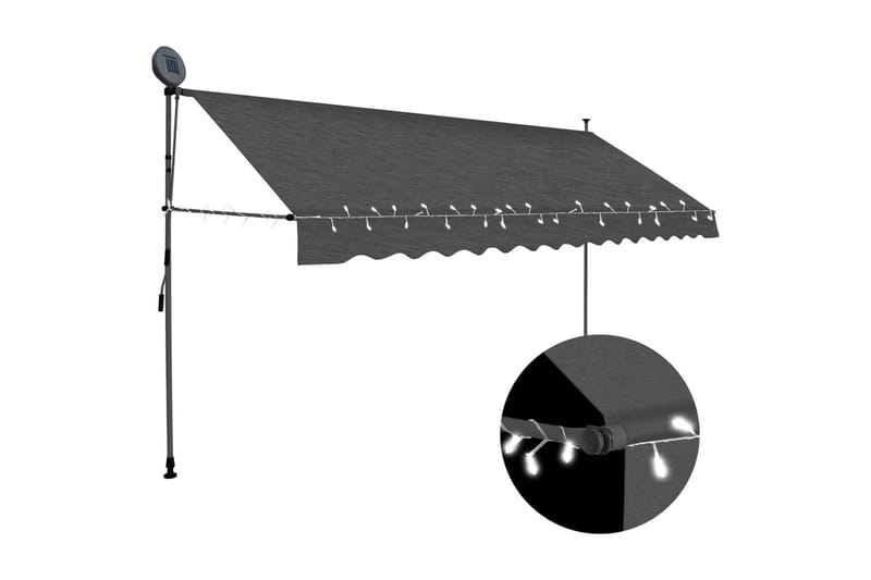 Markis manuellt inf�ällbar med LED 350 cm antracit - Grå - Utemöbler - Solskydd - Markiser - Fönstermarkis