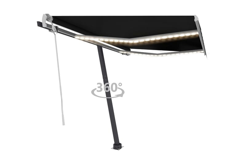 Markis manuellt infällbar med LED 350x250 cm antracit - Grå - Utemöbler - Solskydd - Markiser - Fönstermarkis