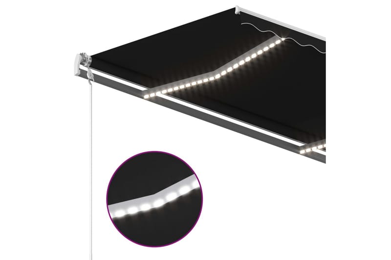 Markis manuellt infällbar med LED 350x250 cm antracit - Grå - Fönstermarkis - Markiser