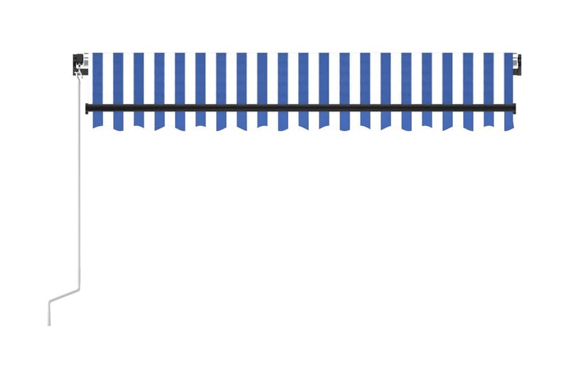 Markis manuellt infällbar med LED 350x250 cm blå och vit - Blå - Balkongmarkis - Markiser - Terrassmarkis